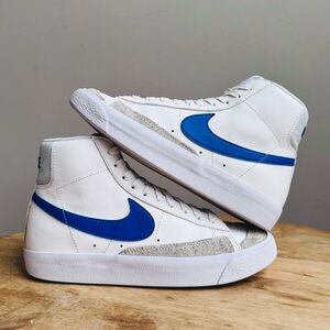 Nike Blazer Mid 77 White Royal Blue (GS) Boys Girls Size 4.5Y High Top Sneakers